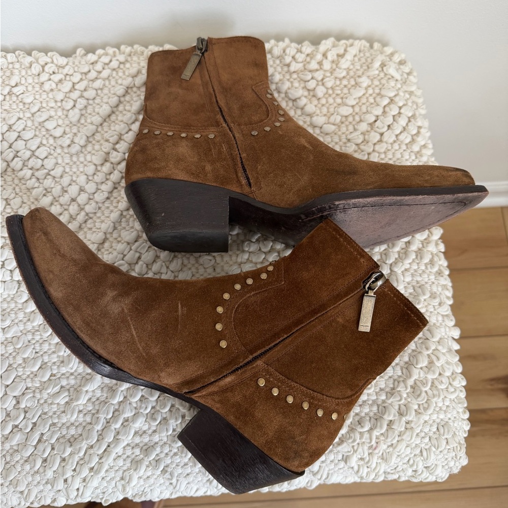 Authentic Saint Laurent Lukas Brown Suede Ankle Boots 38 - Picture 6 of 7